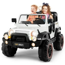 JOYLDIAS 12V Kids Ride on Truck Car Toy w/ MP3, LED Light, RC, Cover (White)