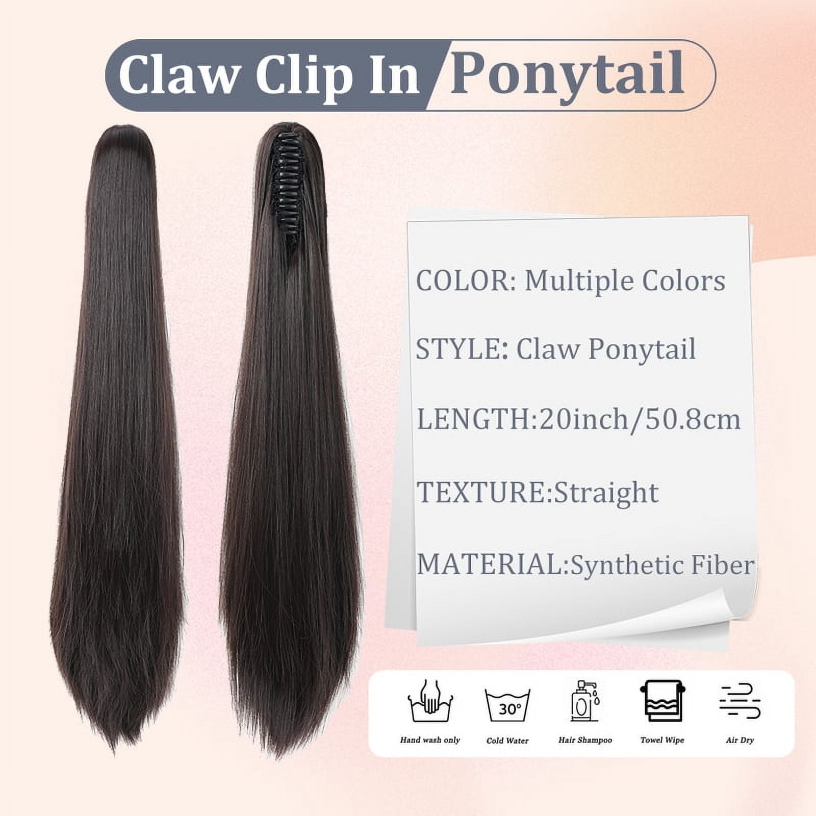 Claw Clip in Ponytail Extension 20 Inch Long Straight Synthetic Hair Extension for Women Girls