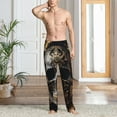 thumbnail image 5 of Uemuo Gold Pattern Black Skull Pattern Men's Wide Leg Palazzo Lounge Pants with Pockets Light Weight Loose Comfy Casual Pajama Pants-X-Large, 5 of 9