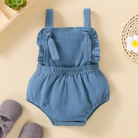 

BadyminCSL Toddler Baby Girls Boys Summer Solid Color Strap One-piece Romper