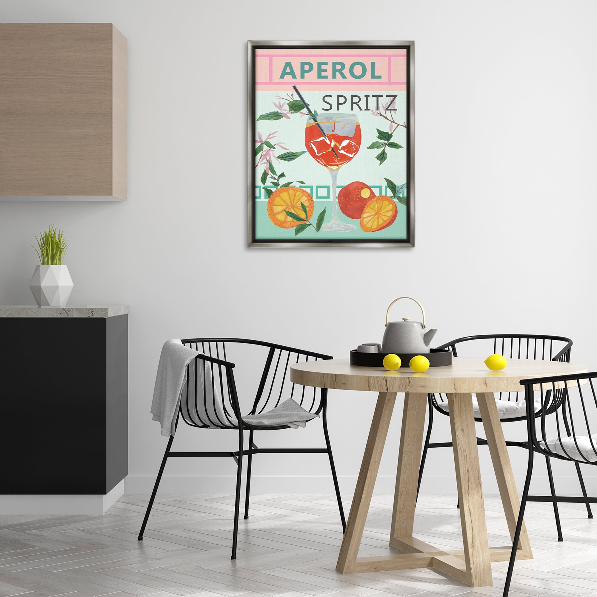 Stupell Industries Aperol Tropical Cocktail Food & Beverage Painting Gray Floater Framed Canvas Art Print Wall Art, 25 x 31