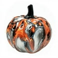 thumbnail image 1 of Chaotic Skull Pumpkin Figurine - Handmade Transfer Design For Halloween & Day Of The Dead, Reusable Tabletop, Shelf, Or Mantel Decor, 1 of 8