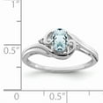 thumbnail image 2 of 925 Sterling Silver Rhodium Plated Diamond and Aquamarine Ring Size 8, 2 of 6