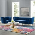 thumbnail image 2 of Armchair and Sofa Set, Velvet, Blue Navy, Modern Contemporary Urban Design, Living Lounge Room Hotel Lobby Hospitality, 2 of 6