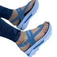 thumbnail image 4 of Penkiiy Wedge Clip Toe Sandals For Women Dressy Summer Platform Ankle Strap Casual Flatform Sandals Strappy Beach Walking Shoes 41 Light Blue, 4 of 4