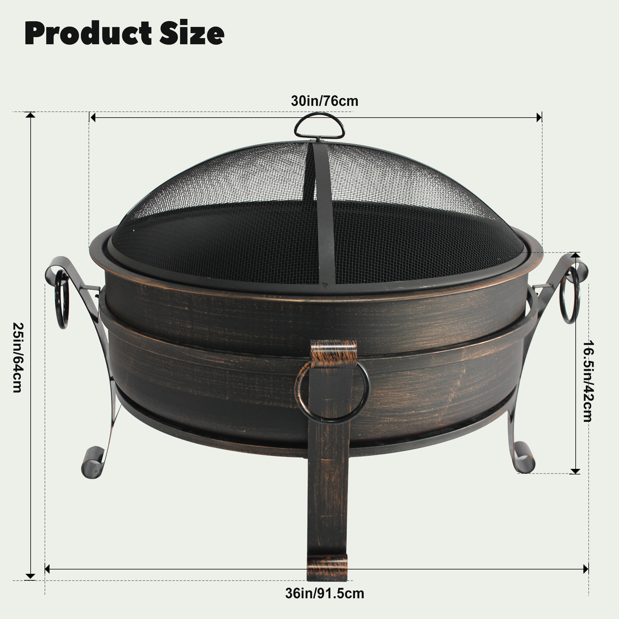 MistMo 30IN Outdoor Fire Pit