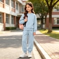 thumbnail image 4 of Hvogkswy Boys Girls Sweatsuit Solid Kids Sweat Suits Long Sleeve Crewneck Pullover Sweatshirt & Jogging Pant Fall Fashion Tracksuits, 4 of 9