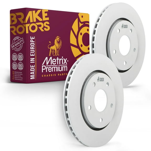 Metrix Premium Chassis Parts - 11.89 inch (302mm) 2 PC Front Coated Vented Disc Brake Rotor Fits Chrysler 2008-2016 Chrysler Town & Country, 2008-2016 Dodge Grand Caravan, 780624FZN, Made in Europe