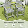 thumbnail image 6 of Gymax Patio Bar Stools Set of 4 Tall Adirondack Chair w/ Backrest Armrests & Footrests Gray, 6 of 9