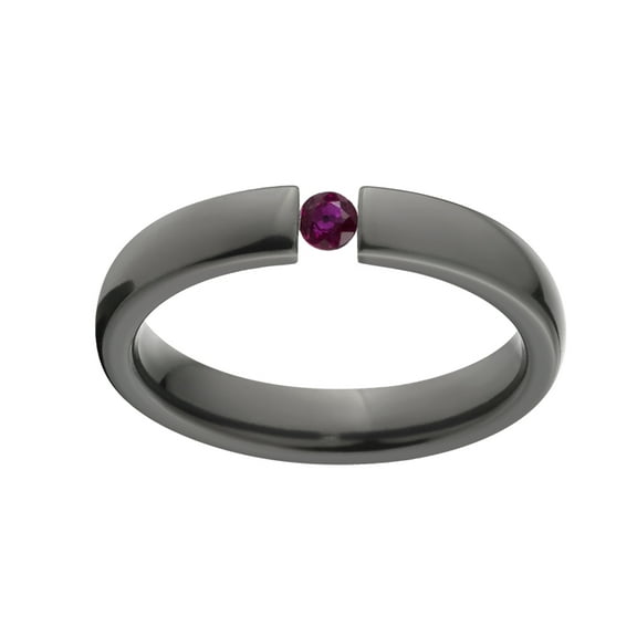 Ruby 4mm Black Zirconium Tension Set Ring
