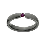 LUXURIEN Ruby 4mm Black Zirconium Tension Set Ring