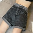 thumbnail image 5 of Women's Stretchy Wide Leg Jean Shorts,High Waisted Rolled Jean Short Pants with Pockets 2025 Trendy Clothes Ladies Biker Shorts Gray S, 5 of 8