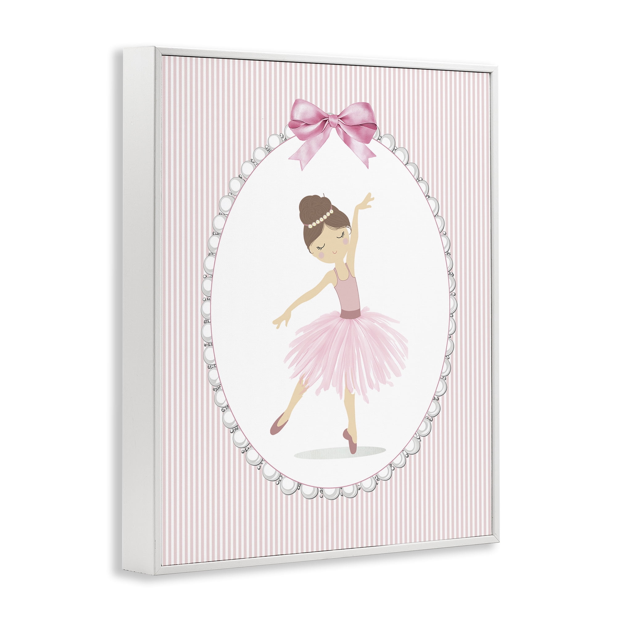 Stupell Industries Delicate Dance on Stripes White Framed Giclee Art, design by Christine Simpson Art
