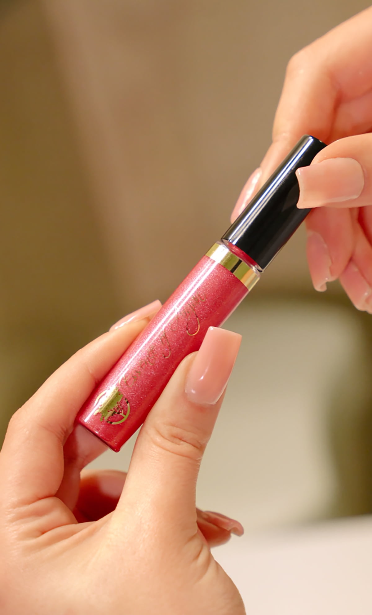 Essence of Argan Lip Gloss, Organic, Moisturizing, Plumping, Cherry Rose