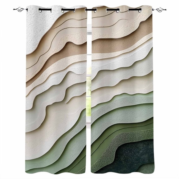 Blackout Curtains for Bedroom, Sage Green Ombre Room Darkening Window Drapes for Living Room, Modern Abstract Geometric Art Thermal Insulated Grommet Curtains, 52x63 inch, 2 Panels