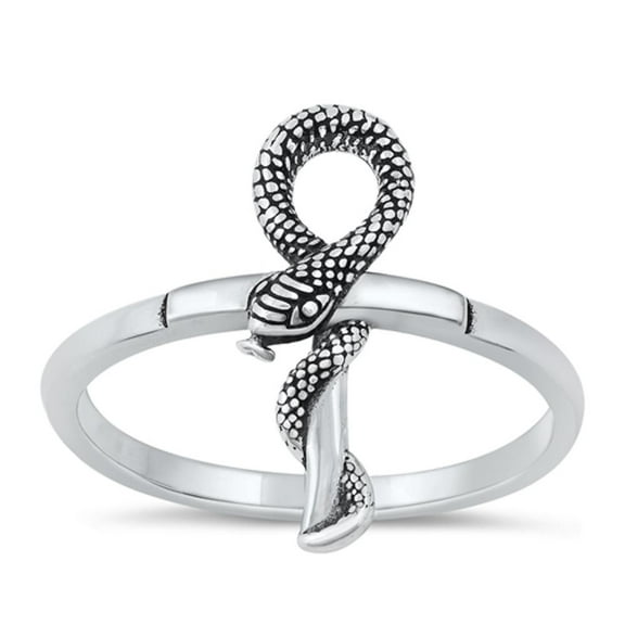 High Polished Snake Ankh Ring .925 Sterling Silver Band Jewelry Female Male Unisex Size 11