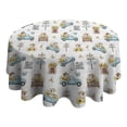 thumbnail image 4 of White Highland Cow Car Flower Pattern Round Tablecloth 60"x60",Wrinkle Wipeable Table Cloth for Kitchen Dining Room Picnic Patio Party, 4 of 6