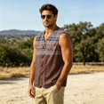 thumbnail image 4 of GrmtClth Western Retro Floral Tribal Print Mens V Neck Waistcoat, Sleeveless Button Front Lightweight Travel Camping Top Deep Red 3XL, 4 of 5
