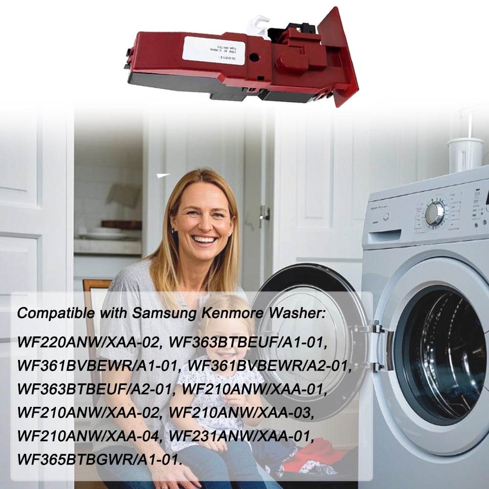 DC64-02032A Washer Door Lock Latch, 110V Automatic Washing Machine Door Lock Switch, Replace 2002546, AP4567166, PS4211604, EAP4211604