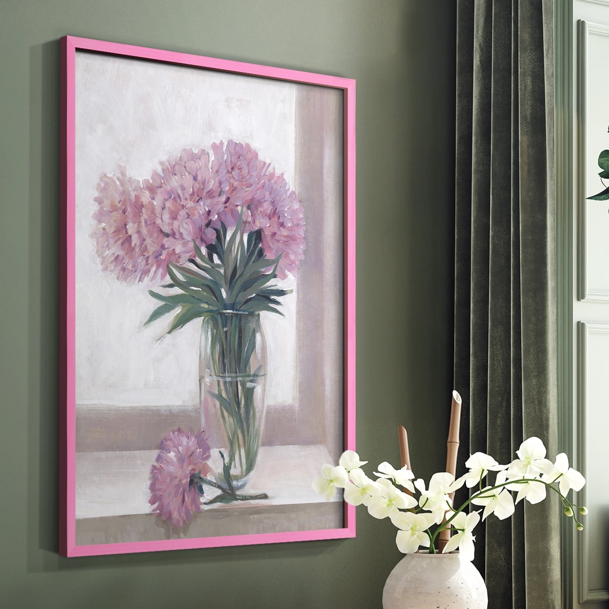 Windowsill Floral I Framed Print - Solid Wood in Single Picture Frame Solid Wood 2 Framed Print