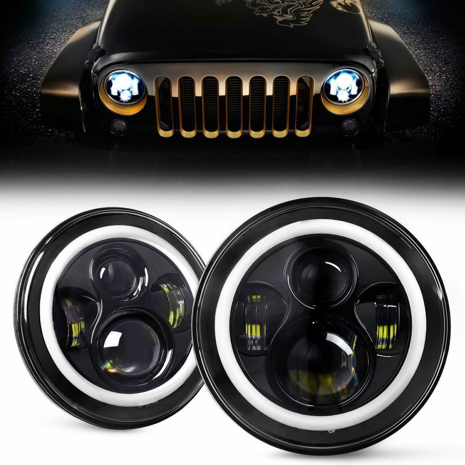 7"Inch  LED 60W Headlights with DRL+4"Fog Lights Fit Jeep Wrangler（4pcs）