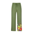 thumbnail image 7 of IROINNID Wide Leg Pants for Men Cotton Linen Wide Leg Pants Printed Drawstring Waist Breathable Sports Pants Loose Fit Trousers,Green, 7 of 7