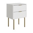 thumbnail image 6 of Nightstand,Mid-Century Modern Bedside Table with 2 Storage Drawer,Small Gold Frame Side End Table for Bedroom,Living Room, White, 6 of 12