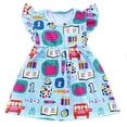 thumbnail image 1 of Robe en Soie de Lait Perles pour Filles Tout-Petits Imprimé Pomme (7T) Bleu, 1 of 1