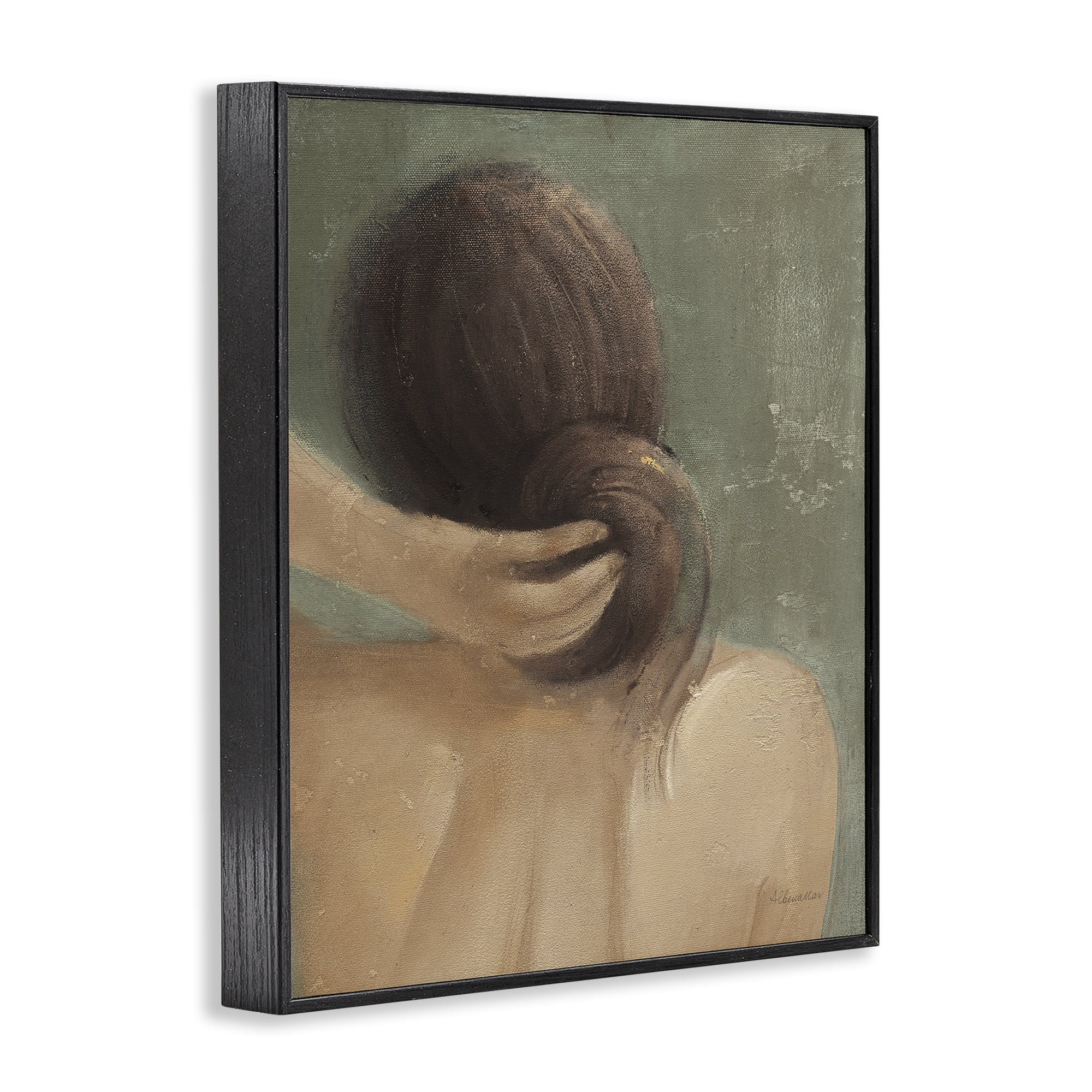 Stupell Industries Classic Brunette Woman Novelty Painting Black Framed Art Print Wall Art, 24 x 30