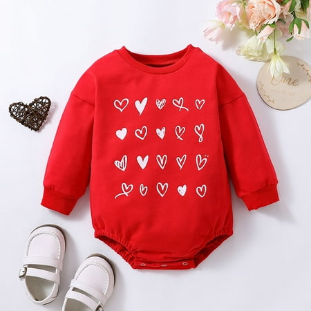 

Simplmasygenix Toddler Tops Summer Short Sleeve Kids Baby Girls Fashion Cute Long Sleeve Sweet Heart Print Romper Pullover Top