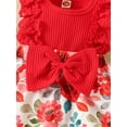 thumbnail image 6 of Newborn Baby Girl Romper Dress Flower Print Lace Ruffled Jumpsuit with Headband Cute Summer Clothes, 6 of 8