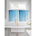 thumbnail image 2 of Half Window Curtain 36 Inches Long, Blue Aqua Ombre Window Treatment Curtain Drapes, Modern Geometric Abstract Aesthetic Cream Small Tier Curtains for Bathroom Over Sink, 27.5"x36", 2 Panels, 2 of 7