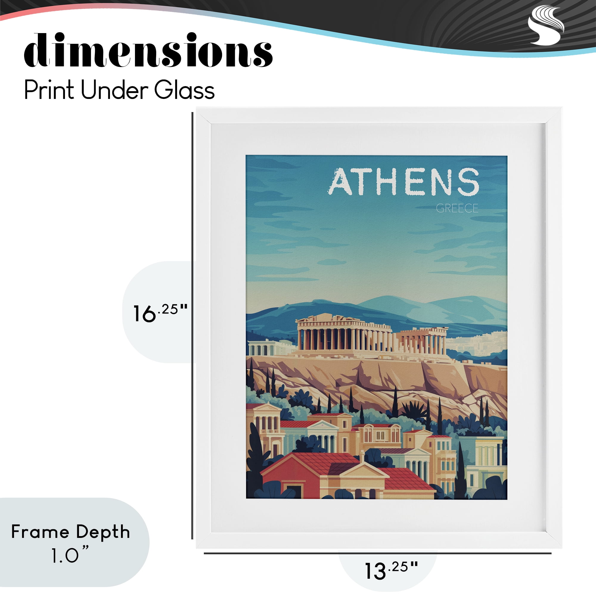 Stupell Industries Athens Topography Cityscape White Framed Print Under Glass, design by Andreas Magnusson
