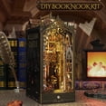 thumbnail image 1 of Toorise DIY Book Nook Kit Exquisite 3D Wood Puzzle Booknook Pretty Bookshelf Insert Decor Alley Solid Book Nook Model with Furniture and LED Light Artistic Book Stand Model for Desktop-black-, 1 of 10
