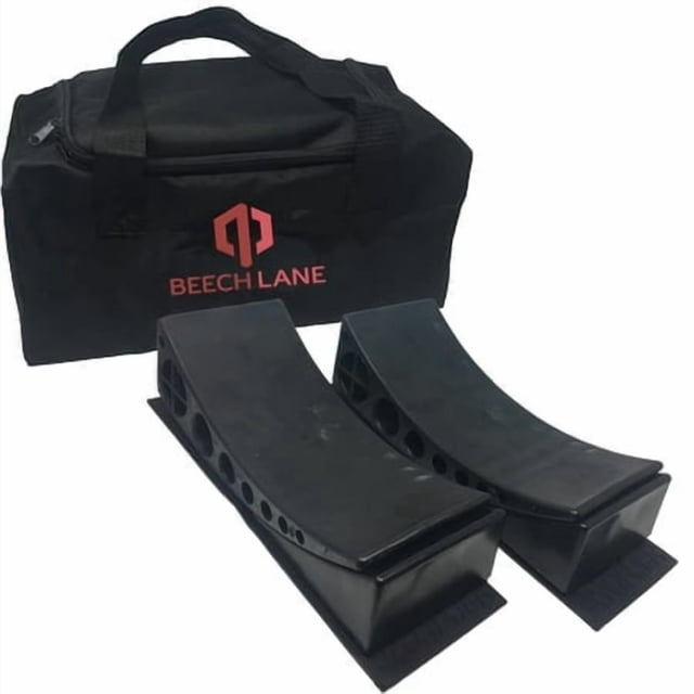 Beech Lane Camper Leveler 2 Pack With Carrying Bag - Precise Camper Leveling, Includes Two Curved Levelers, Two Chocks, Two Rubber Grip Mats, And A Carrying Bag, Patented