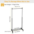 thumbnail image 6 of Rolling Clothes Rack TeqHome 3.12-4.8ft Height Adjustable Clothes Stand Clothes Hanger 33lbs Load with Wheels for Home Bedroom, 6 of 12