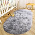 thumbnail image 7 of Homore Ultra Soft Modern Oval Rugs for Bedroom,2.6' x 5.3',Tie Dyed Gray, 7 of 7