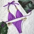 thumbnail image 4 of ENJOYW 2Pcs/Set Split Bikini Solid Color Faux Crystal Sexy Adjustable Pure Color Swimwear for SwimmingSpandex,Nylon, 4 of 7