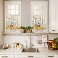 thumbnail image 3 of 3 Piece Kitchen Curtains and Valances Set White Daisy Cafe Curtains 36 Inch Length Spring Floral Elegant Pastoral Botanical Bees Valance & Tier Curtain for Living Room Bedroom 54"x18"+27"x36"*2, 3 of 6