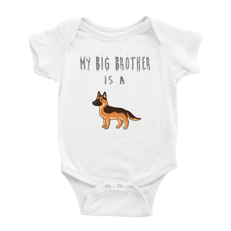 

My Big Brother Is A German Shepherd Dog Funny Baby Short Sleeve Bodysuit Newborn-24 Months