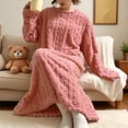 thumbnail image 6 of 2 Pack Women Flannel Nightgowns Cable Knit Cozy Plush Long Sleeve Winter Warm Nightdress, 6 of 9