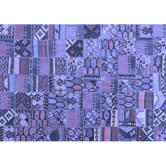 Ahgly Company Indoor Rectangle Patchwork Blue Transitional Area Rugs, 4' x 6'