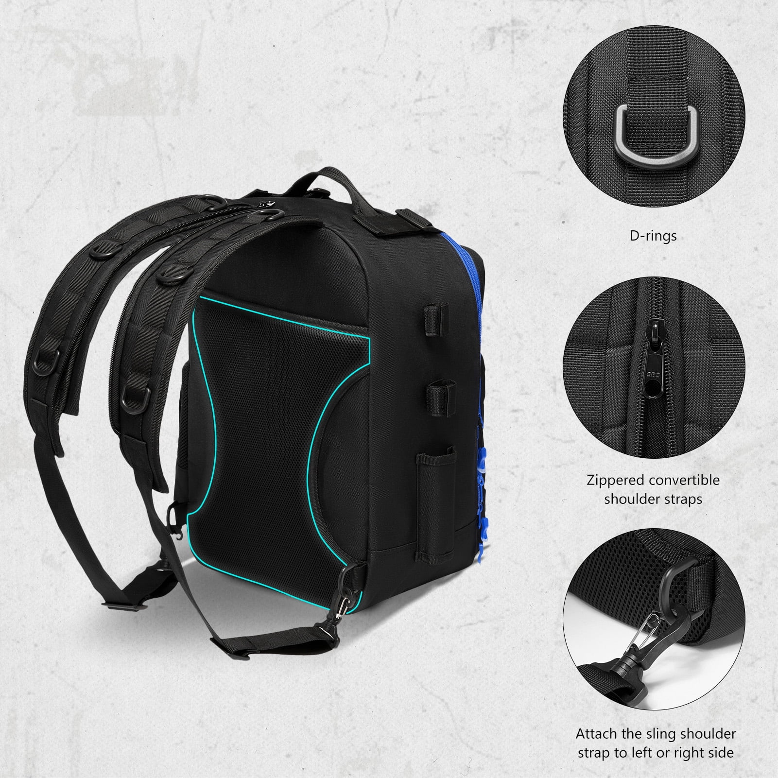 Bassdash Convertible Fishing Backpack Sling Bag with Rod Holder, Adjustable Tactical Water-resistant Tackle Storage Pack FP07