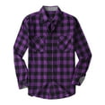 thumbnail image 3 of DDAPJ pyju Mens Flannel Plaid Shirt Regular Fit Long Sleeve Casual Button Down Shirts Lightweigt Gingham Work Shirt with Pockets Purple S, 3 of 9
