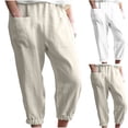 thumbnail image 7 of Lovskoo Capri Pants for Women Cotton and Linen Casual Loose Pocket Casual Pants Solid Color Lounge Pants Home Cropped Pants White, 7 of 7