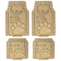 TLH Car Floor Mats - Adorable Paw Print, Heavy-Duty Beige Rubber Floor Mats for Cars, Universal Fit Full Set, ClimaProof Floor Mats, Trimmable Floor Mats Fit Most Sedan, SUV, Truck Floor Mats