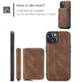 thumbnail image 4 of iPhone 13 Case,Dteck Magnetic Leather Detachable Wallet Functional Removable Case Shockproof Rubber Cards Holder Money Pocket Hybrid Kickstand Back Cover For Apple iPhone 13 6.1-inch,Brown, 4 of 7