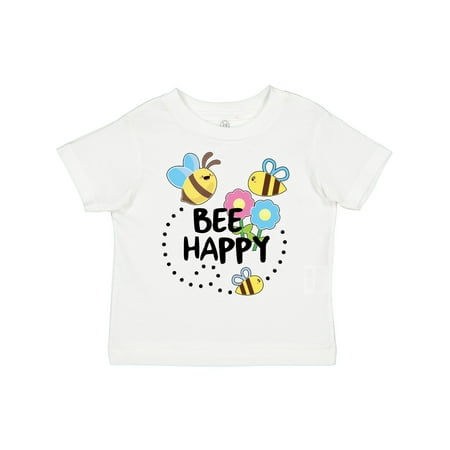

Inktastic Bee Happy with Flowers Gift Toddler Boy or Toddler Girl T-Shirt