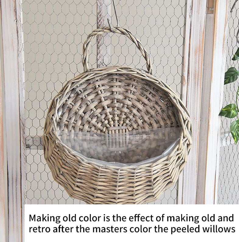 AFACUHX Wicker Woven Hanging Basket with Handle Handmade Rattan Planter Hanging Flower Storage Pot for Home Garden Patio Wedding Hanging Wall Basket Decorations