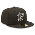 thumbnail image 3 of Men's New Era Black Miami Marlins Logo 59FIFTY Fitted Hat, 3 of 5